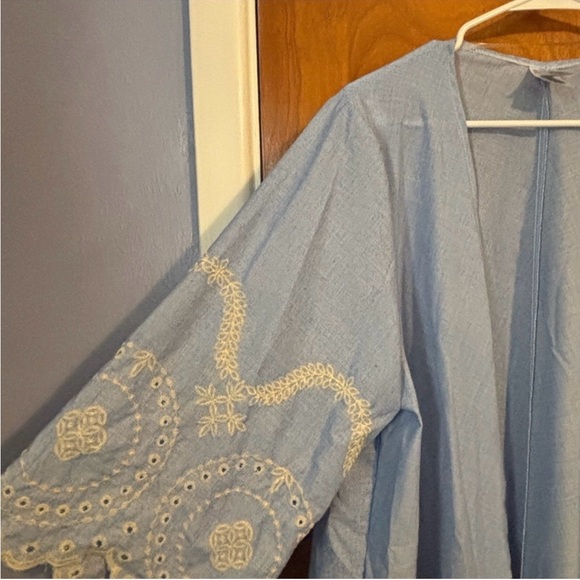 Light Blue Embroidered Kimono - Picture 3 of 4